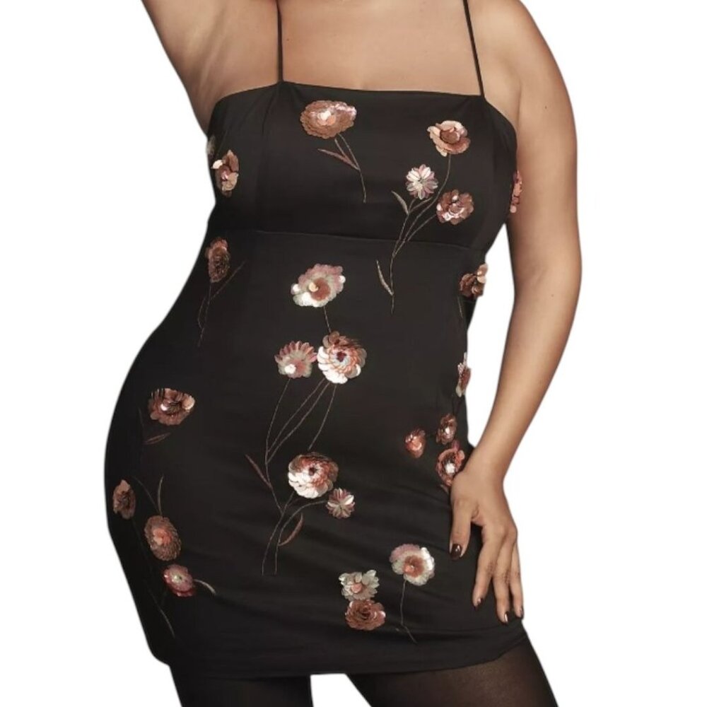 Anthropologie Maeve Womens Plus Size 12 The Brynne 3D Spaghetti Strap Floral Dre